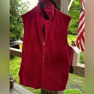 Lands End Women's Sz L Fuzzy‎ Fleece Vest With Pockets